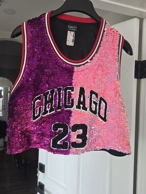 DISENO Sequin Chicago 23 Crop Tank - Pink & Fuchsia